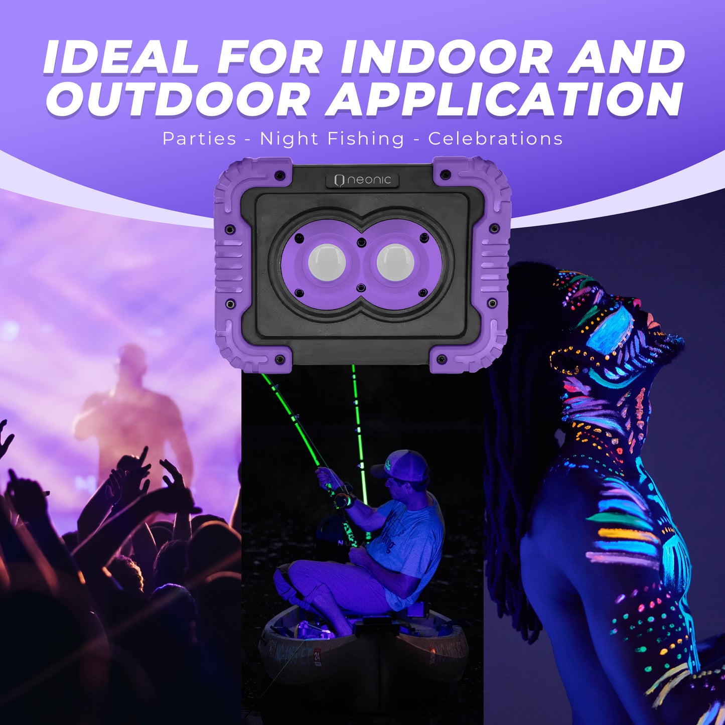 UPGRADED 30 WATTS Neonic Rechargeable UV LED Blacklight